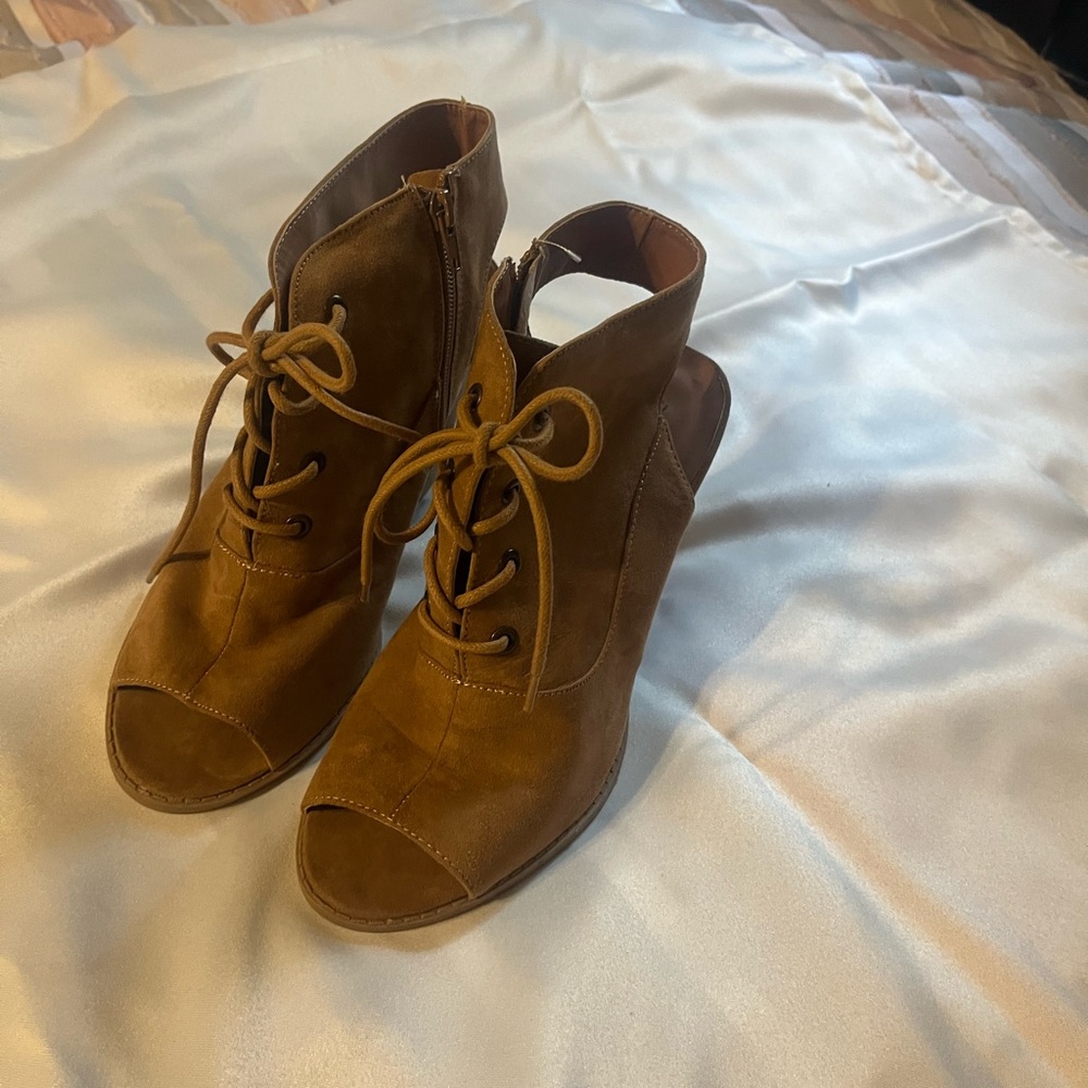 Brown back out heel sandal